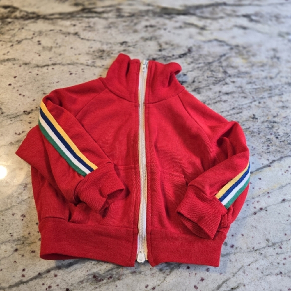 Vintage Red full zip front sweater Health Tex 2T